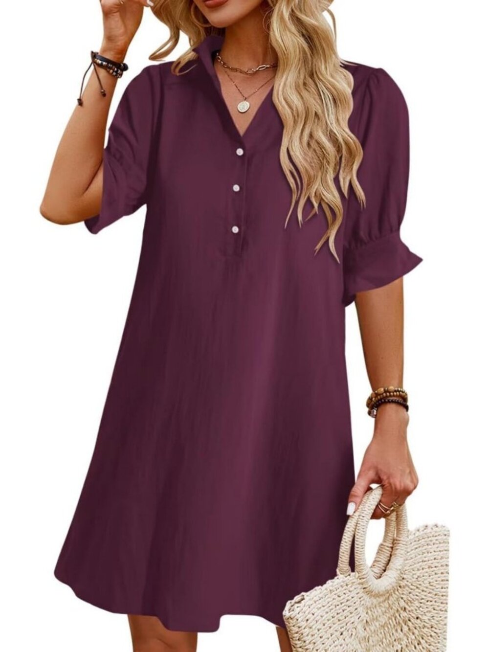 Trendy Women's Summer Mini Beach Dress - Lightweight, Casual, Perfect for Vacay